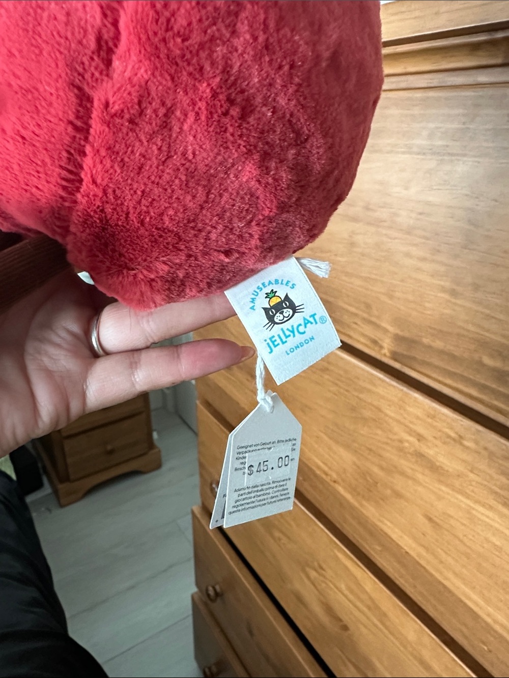 Jellycat Red Apple Plush with Green Leaf and Brown Corduroy Legs - Picture 2 of 3